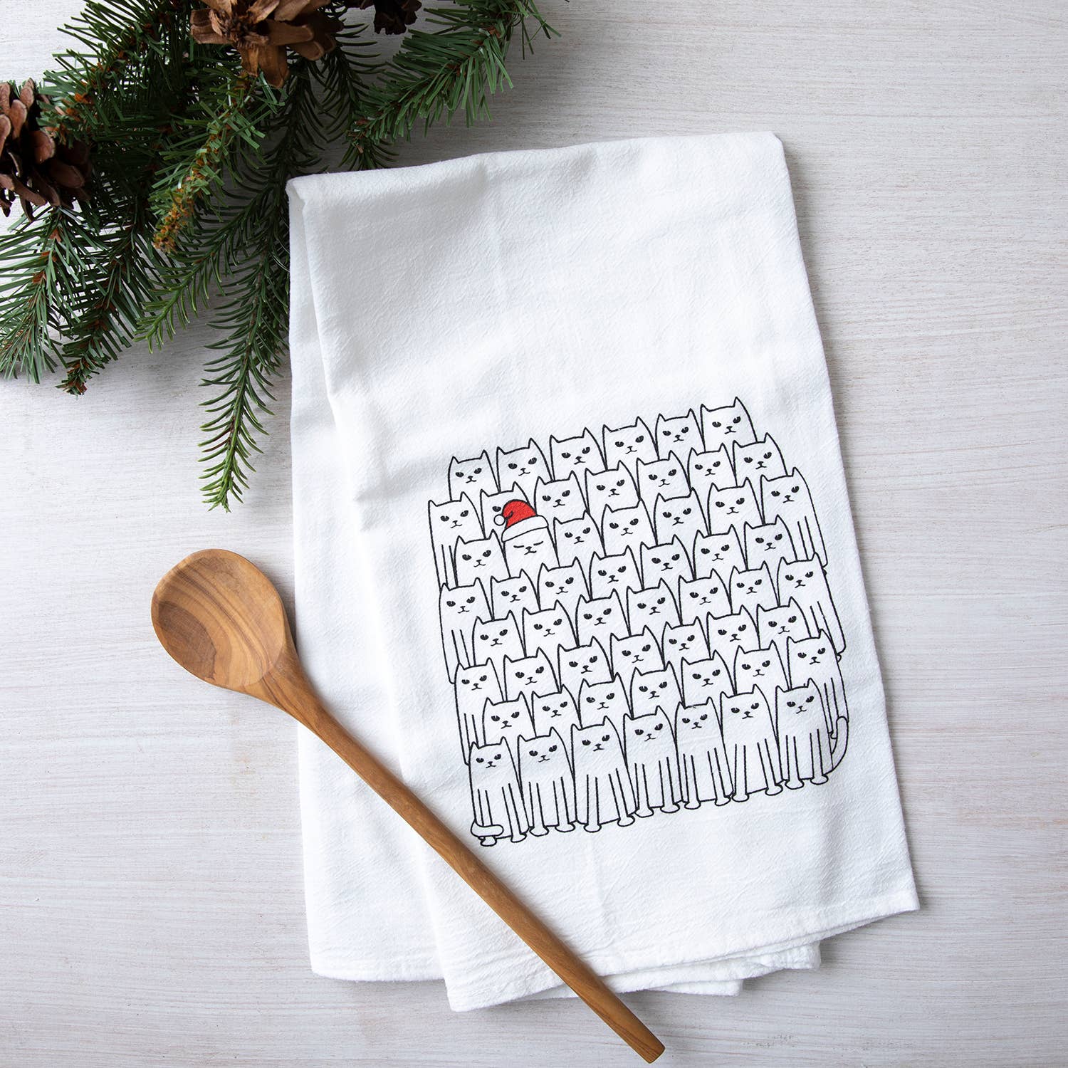 Counter Couture - Vente Torchons - Torchon Chat de Noël | Fabriqué aux États-Unis | Lien de Suspension1