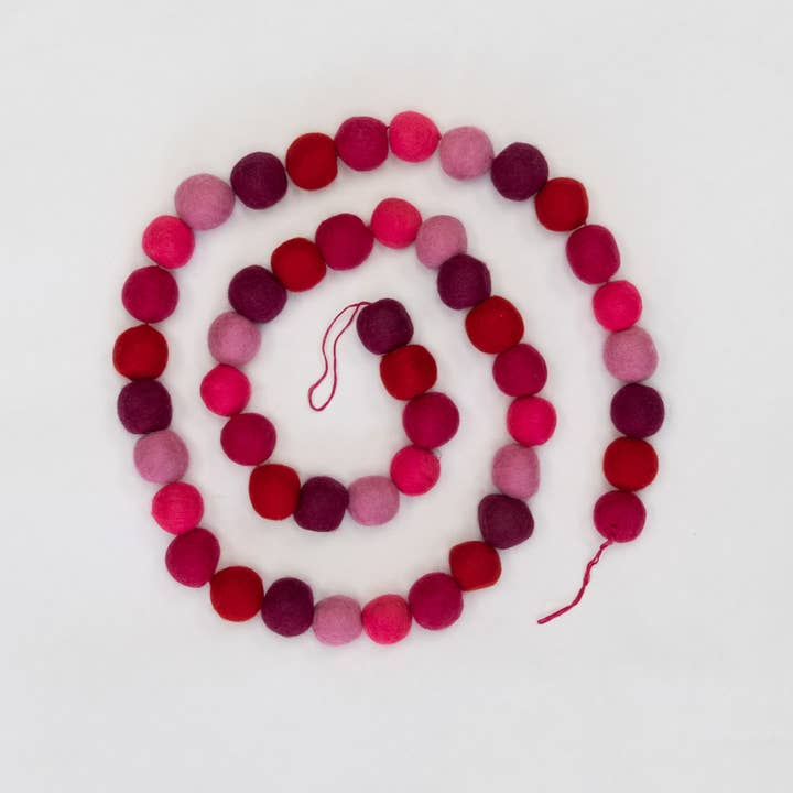 The Winding Road - Wholesale Bunting/Garland - Garland - Valentine Hot Pink Felt Balls1