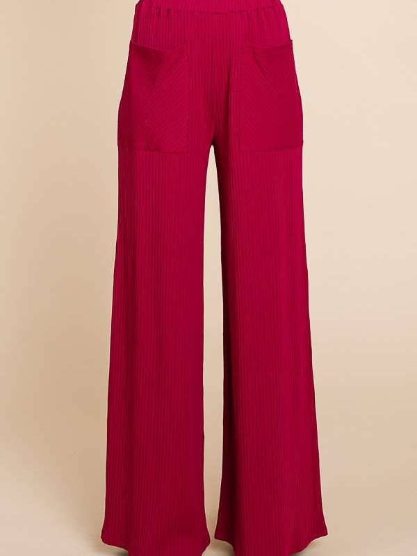 Culture Code - Vente Pantalon – femme - CRP1797 - PANTALON LARGE À TAILLE FRONCÉE AVEC VOLANTS11