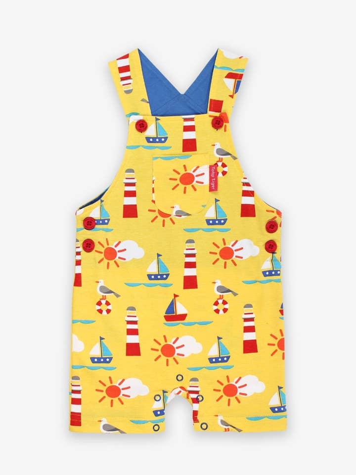 Kort børneoverall i økologisk bomuld med maritimt print for engroshandel hos Toby Tiger GmbH