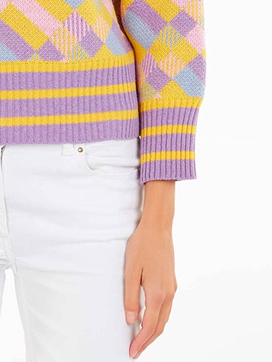FEMINAE COSMETICS SRL - Wholesale Knit Sweater - Women's - Brunella Gori Women's Rhombus Pullover Sweater, 100% Wool RWS3