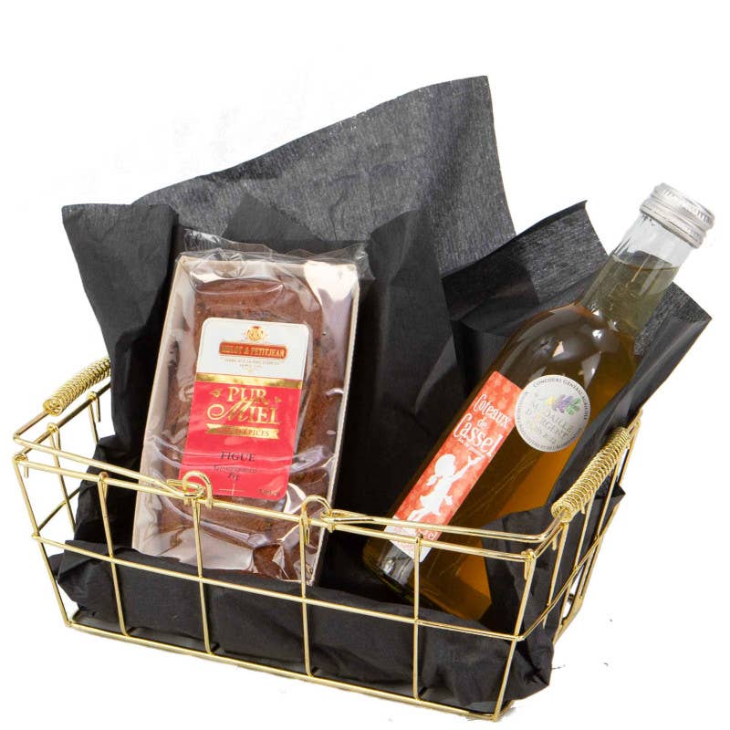 Deffrennes - Wholesale Basket - Royale rectangular gold metal basket 22x14x8cm1