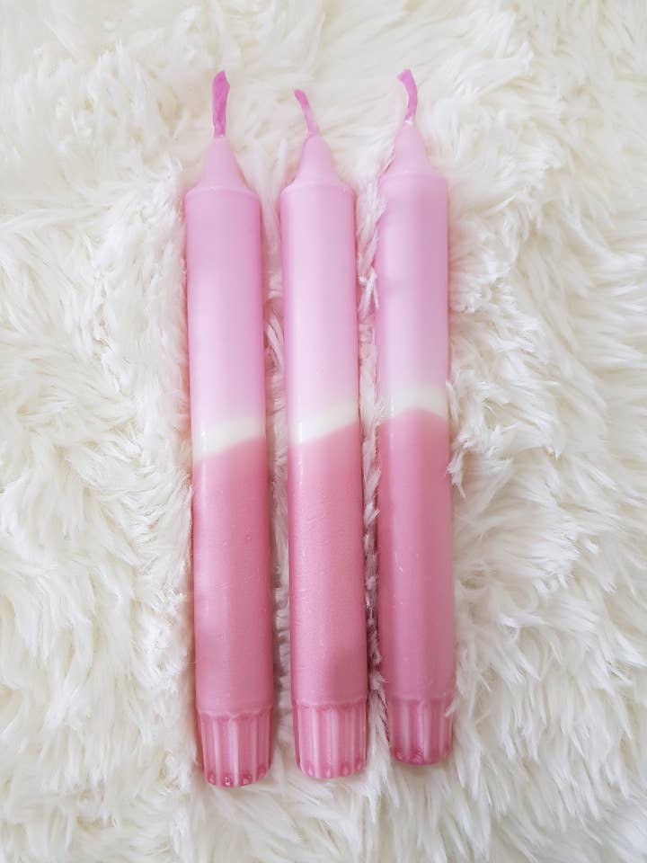 RASPBERRY SORBET Dip Dyed Candles for wholesale by Coloured Candles