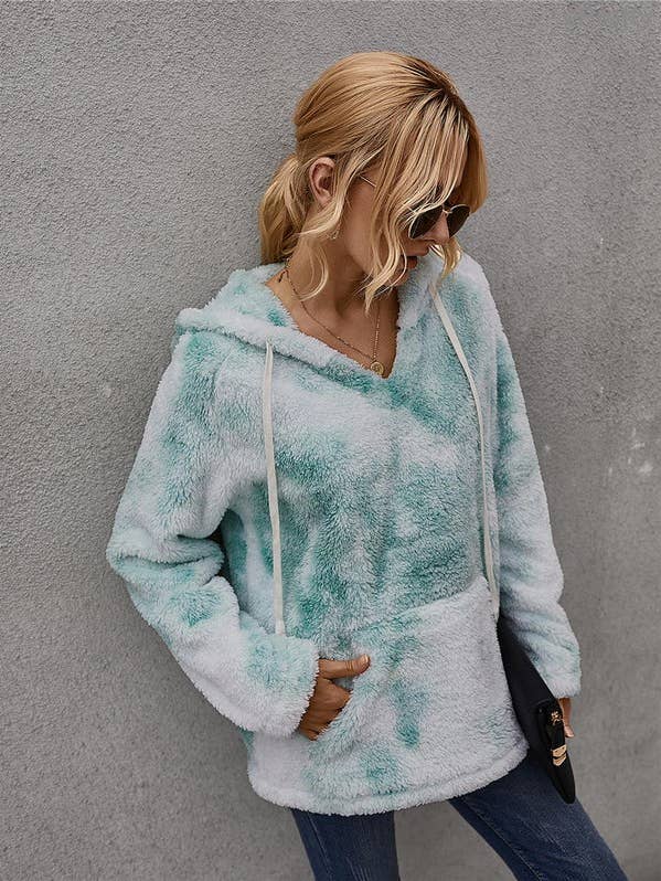 Sweat à capuche sherpa tie-dye pour femmes SZ25-7012 pour la vente par ePretty