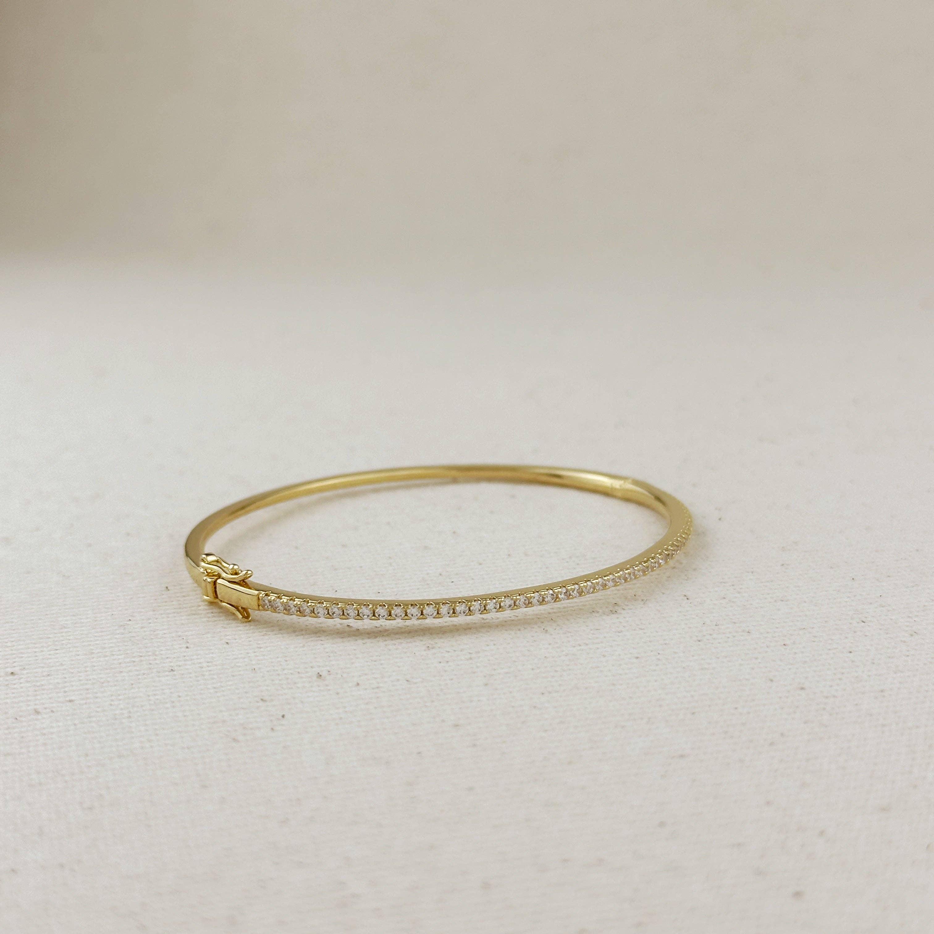 GoldFi - Wholesale Bangle Bracelet - 18k Gold Filled Thin Line CZ Bangle Bracelet6