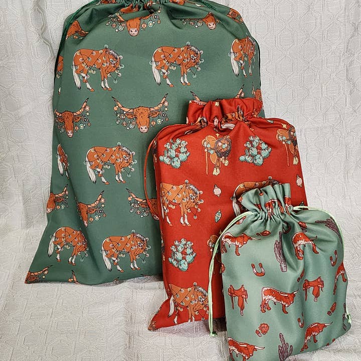Hot Shot Leather - Wholesale Gift Bag - Western Reusable Gift Bag- Any Occasion Longhorn and Cactus 6