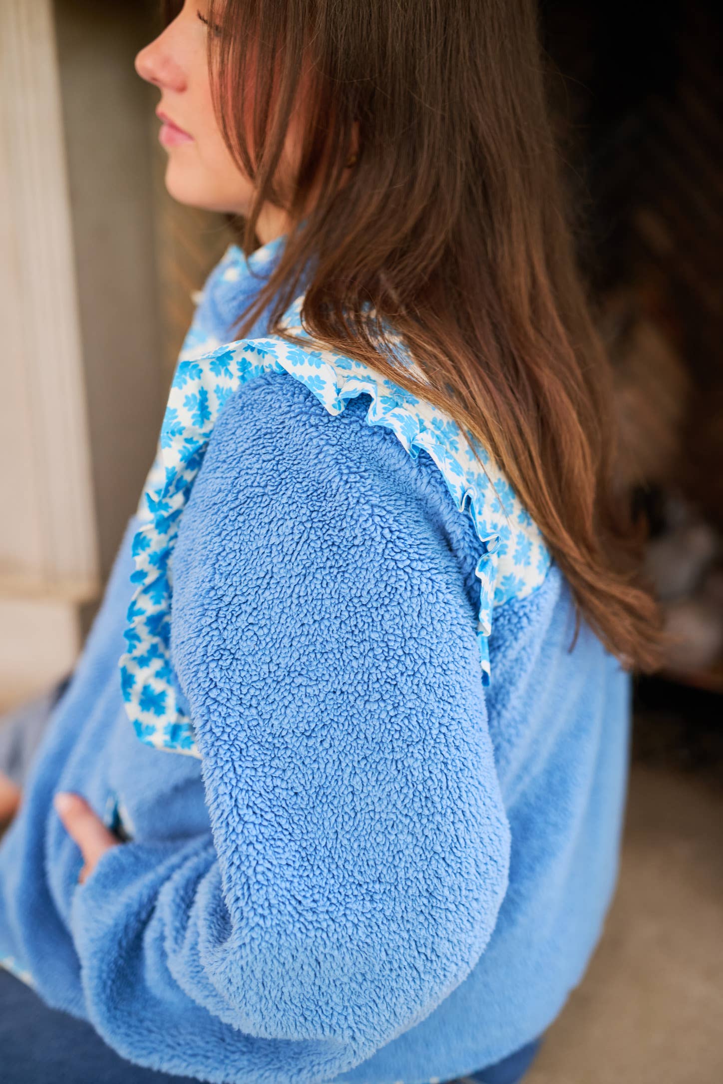 Brooks Avenue - Wholesale Jacket - Women's - Isabella Sherpa Jacket - Blue Clover5