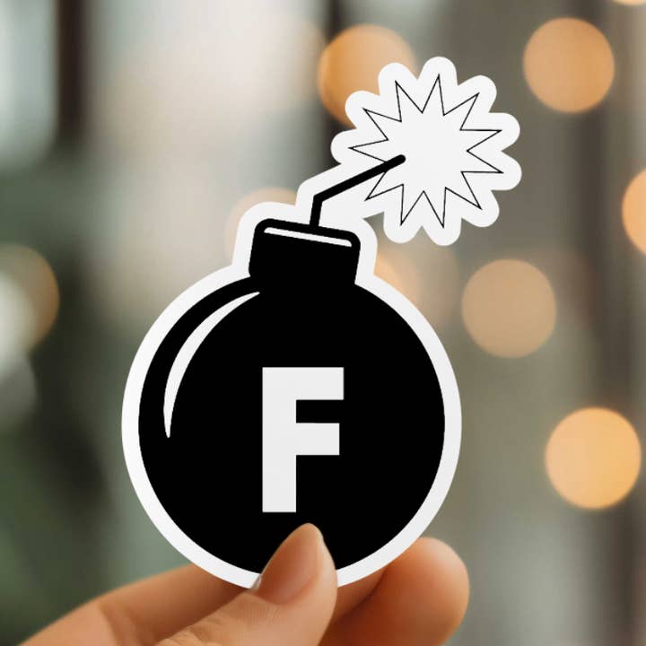 Funny F Bomb Vinyl Sticker for wholesale by Mystical Monkey Toes