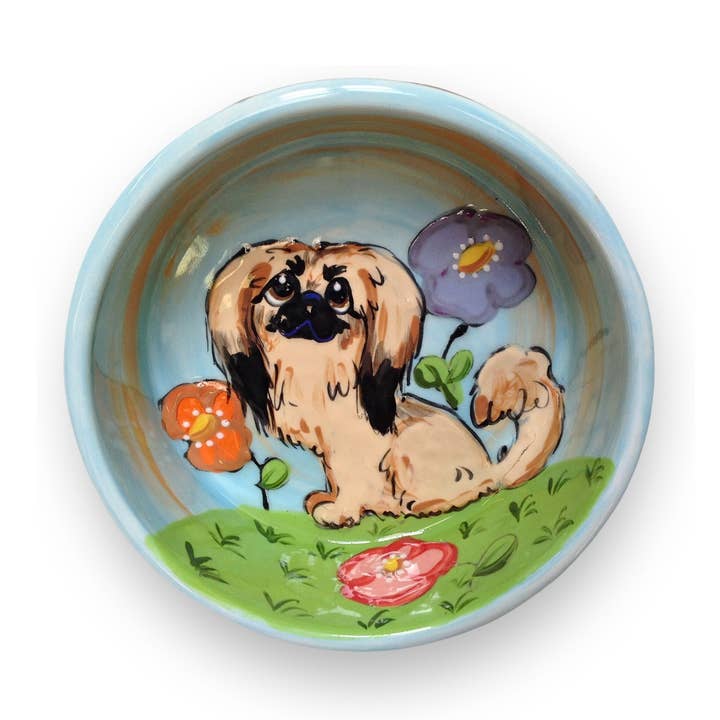 Pekingese | Hundenapf aus Keramik, handbemalt für den Großhandel von Faux Paw Productions
