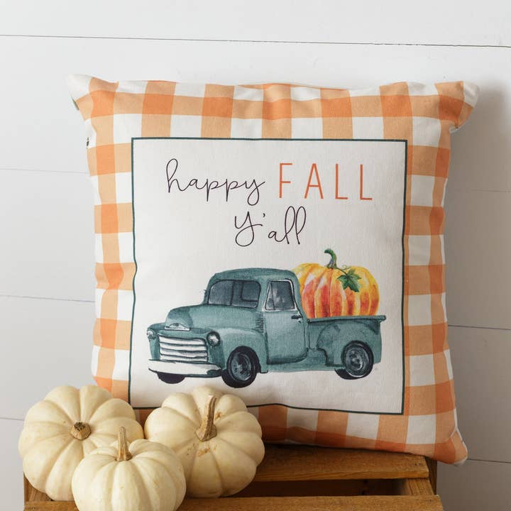 Pillow - Happy Fall Ya'll, Two-Sided (PC) for wholesale by Audrey's Home & Gift