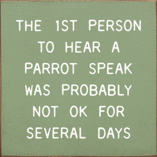 SAWDUST CITY - Wholesale Sign - The 1st Person To Hear A Parrot Speak Was Probably Not Ok5