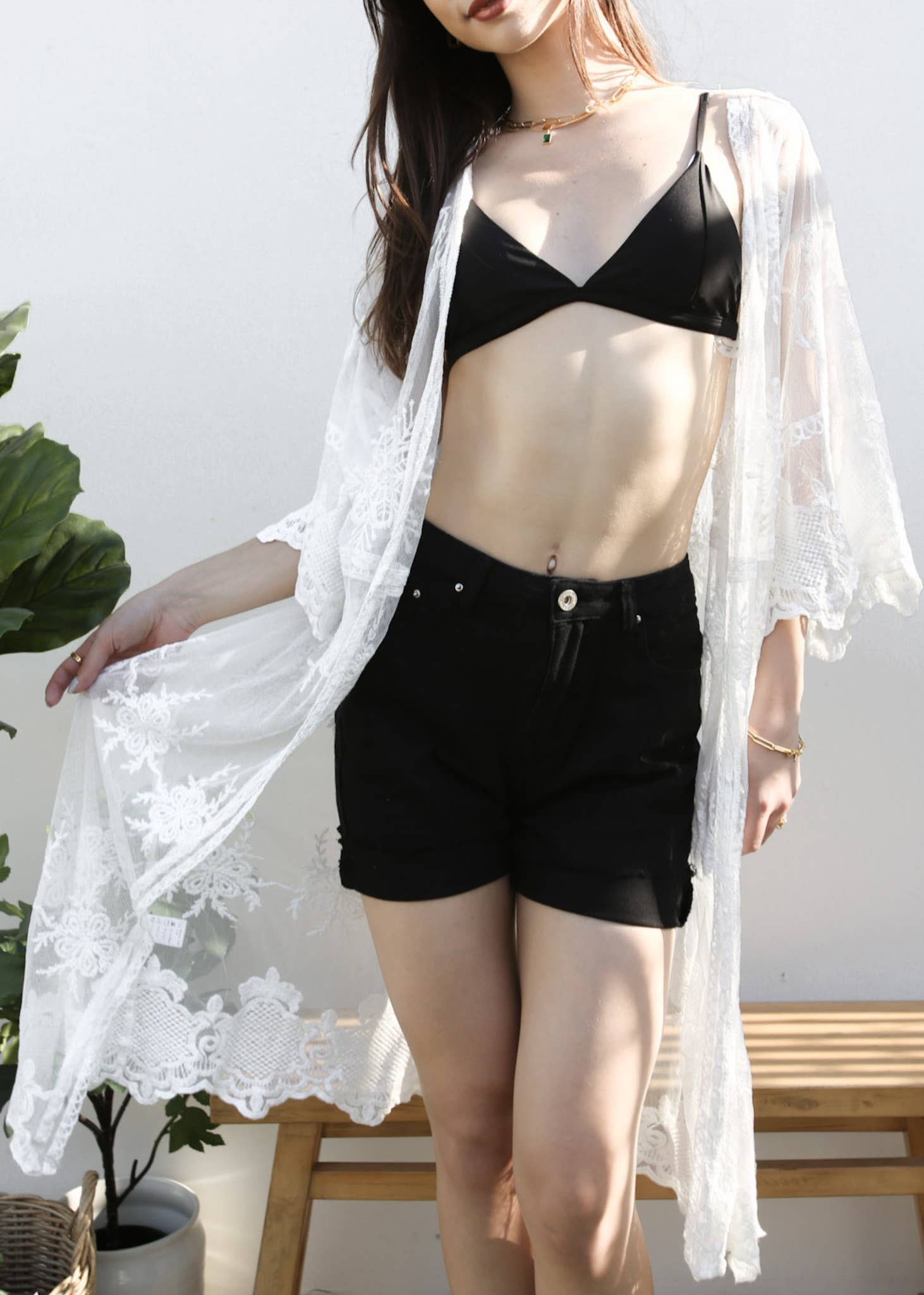 Anna Kaci Wholesale - Wholesale Kimono - Women's - Long Floral Lace Embroidered Kimono1