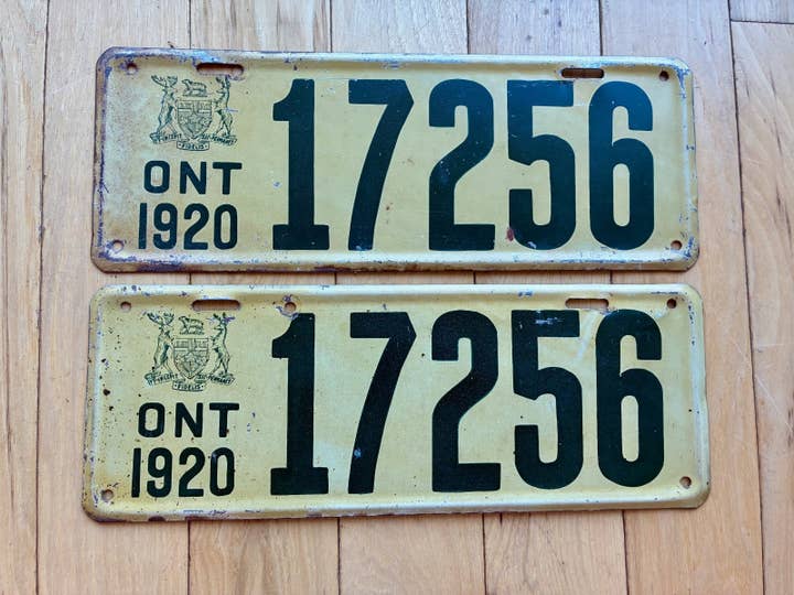 1920 Pair of Ontario License Plates for wholesale by RusticPlates