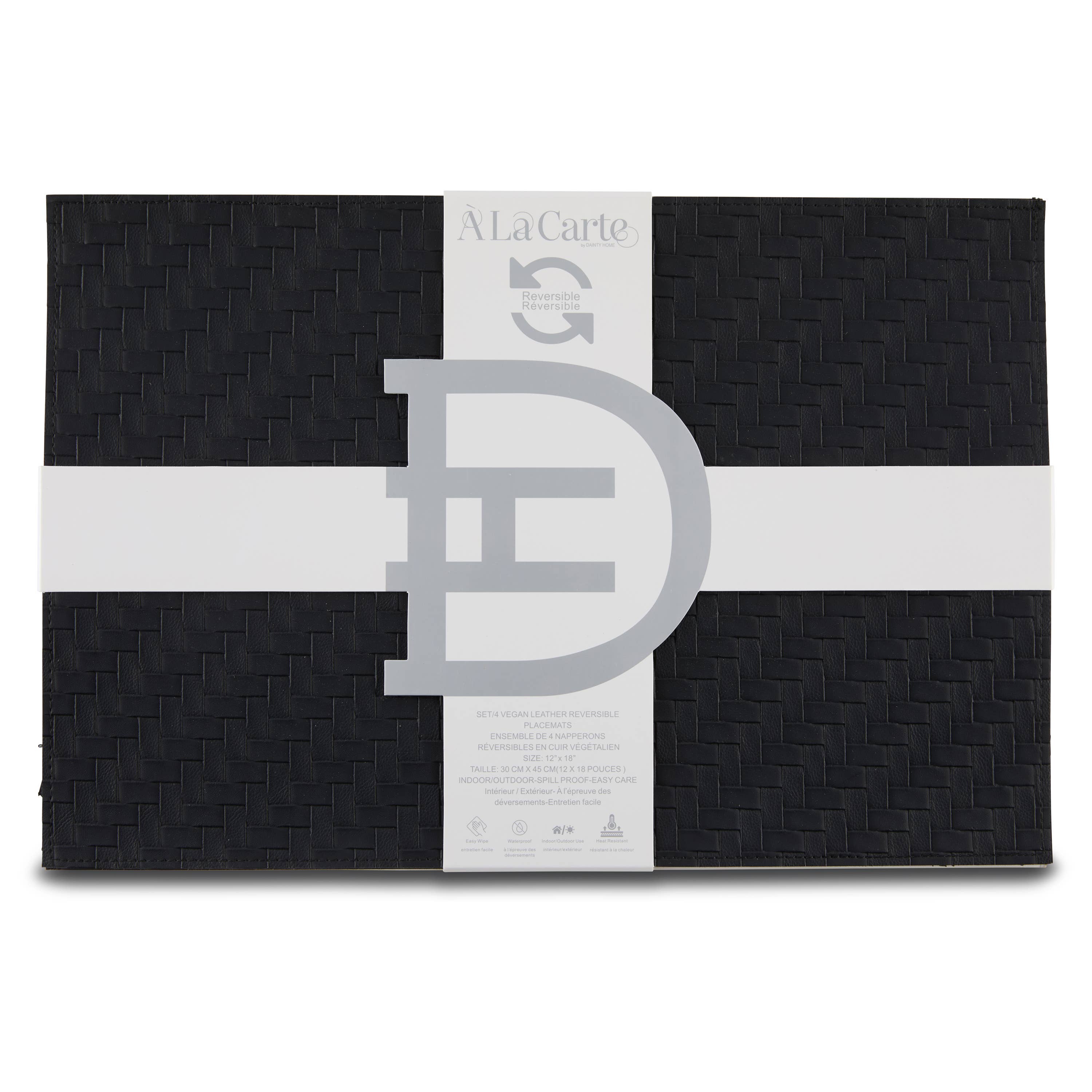 Ala Carte (By Dainty Home) - Vente Sets de table - Ensemble de 4 sets de table réversibles en cuir vegan Lausanne 30x45 cm5