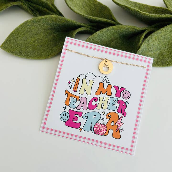 Peddle Your Paper - Wholesale Pendant/Charm Necklace - Teacher Appreciation; Teacher Era Necklace & Stationery Card