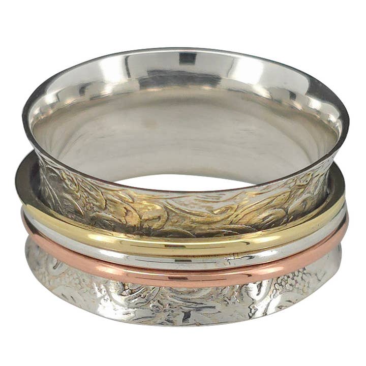 Silver, Brass And Copper Spinner Anxiety Ring for wholesale by Amberman