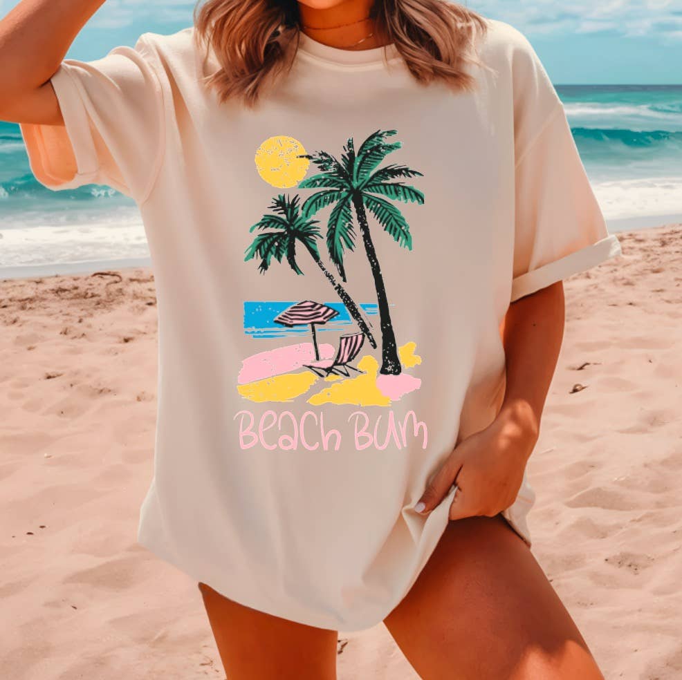 Wholesale Beach Bum Graphic Tee Summer Beach for your store Faire