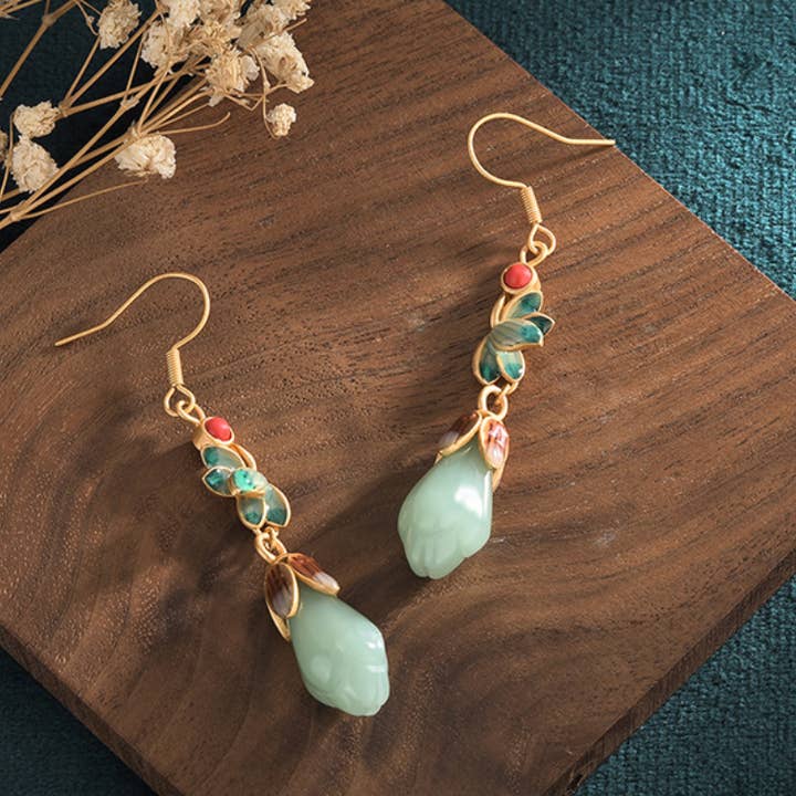 Bright MacMing - Wholesale Dangle Earrings - Enamel Lotus Earrings1