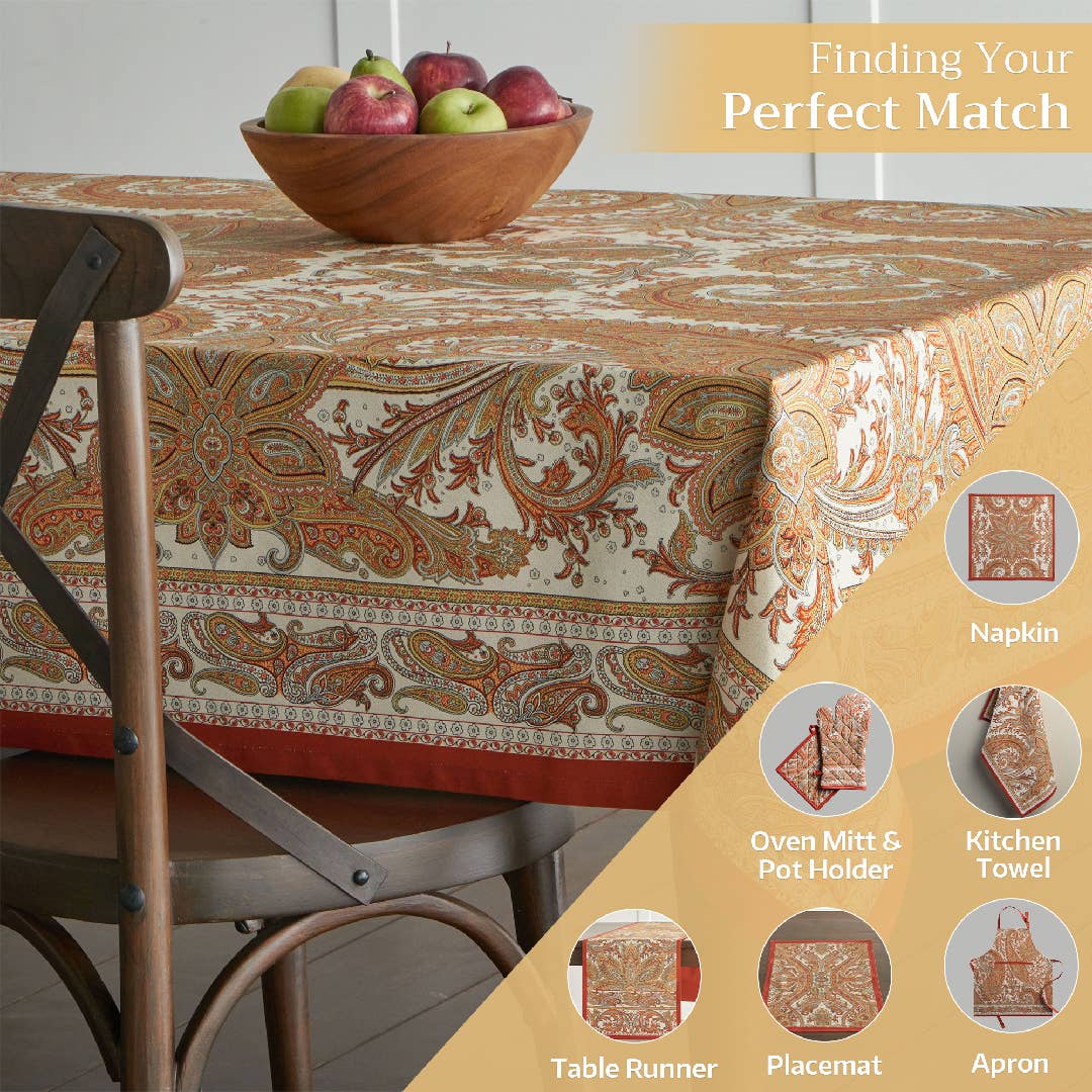 Maison d'Hermine - Design in Every Thread - Wholesale Tablecloth - Tablecloths 100% Cotton - 3 Shapes - Kashmir Paisley Fall5