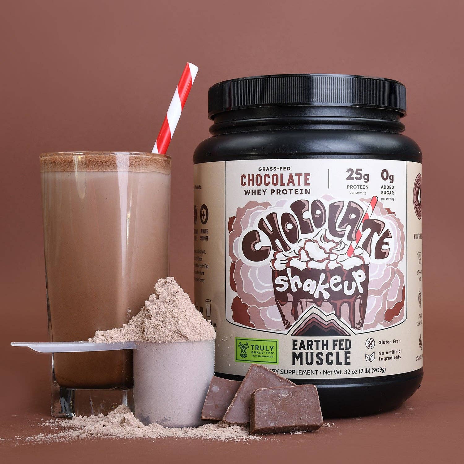 Earth Fed Muscle - Wholesale Protein/Superfood Powder - Chocolate Shakeup Chocolate Grass-Fed Whey Protein1