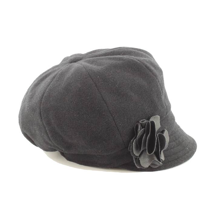 Mucros Weavers - Wholesale Newsboy/Schoolboy Hat - Women's - Ladies 100% Wool Newsboy Cap Black