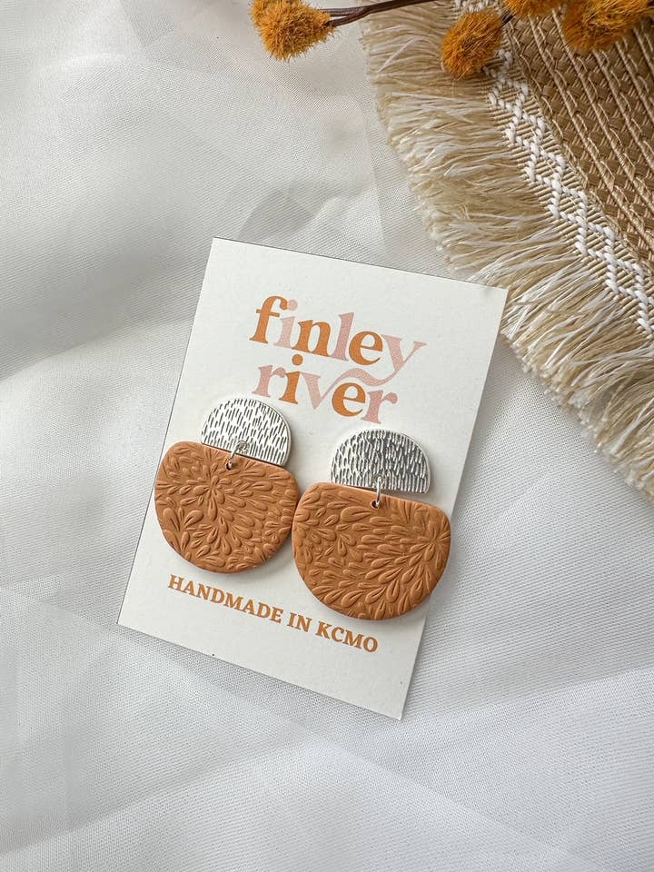 Shannon | Textured Honey | Clay Earrings for wholesale by Finley River | Trendy Polymer Clay Earrings | Hypoallergenic