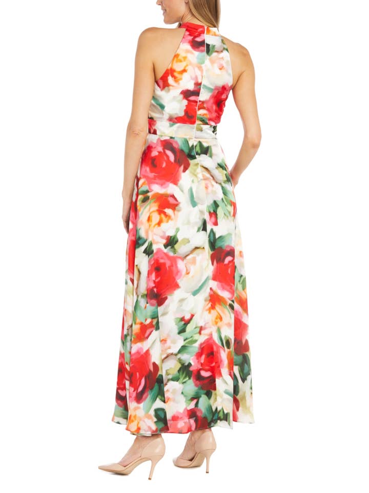 ROSE MULTI RM Richards Floral Maxi-Style Halter Evening Dress for wholesale on Faire
