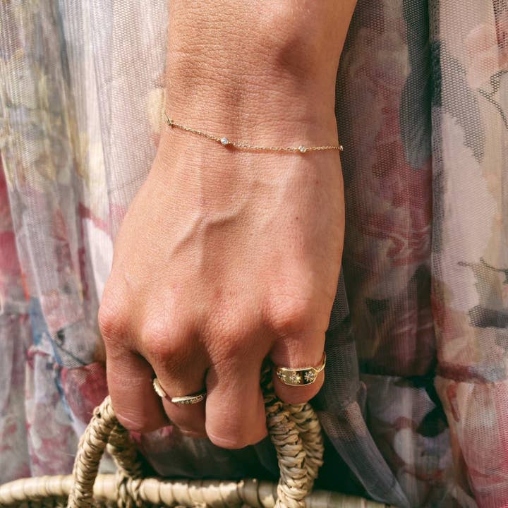 ZOHREH - Vendita all'ingrosso Bracciali a catena e a maglie - Bracciale con diamanti a stazione in oro 9 carati3