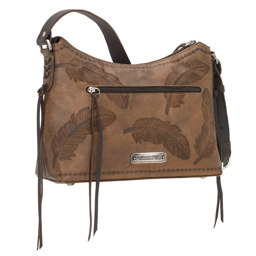Marrone Carbone Invecchiato Borsa a spalla con zip Sacred Bird in vendita all'ingrosso su Faire3