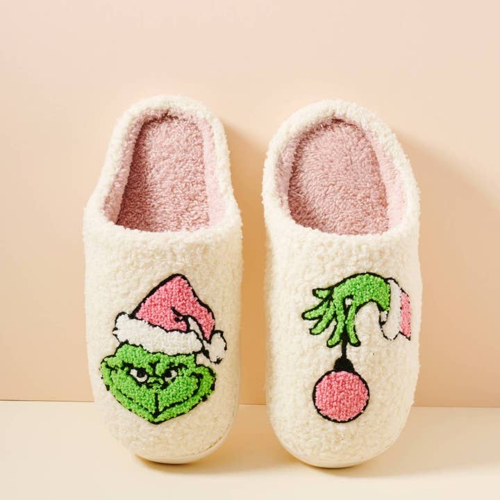 Pink Christmas Monster Home Slippers for wholesale on Faire