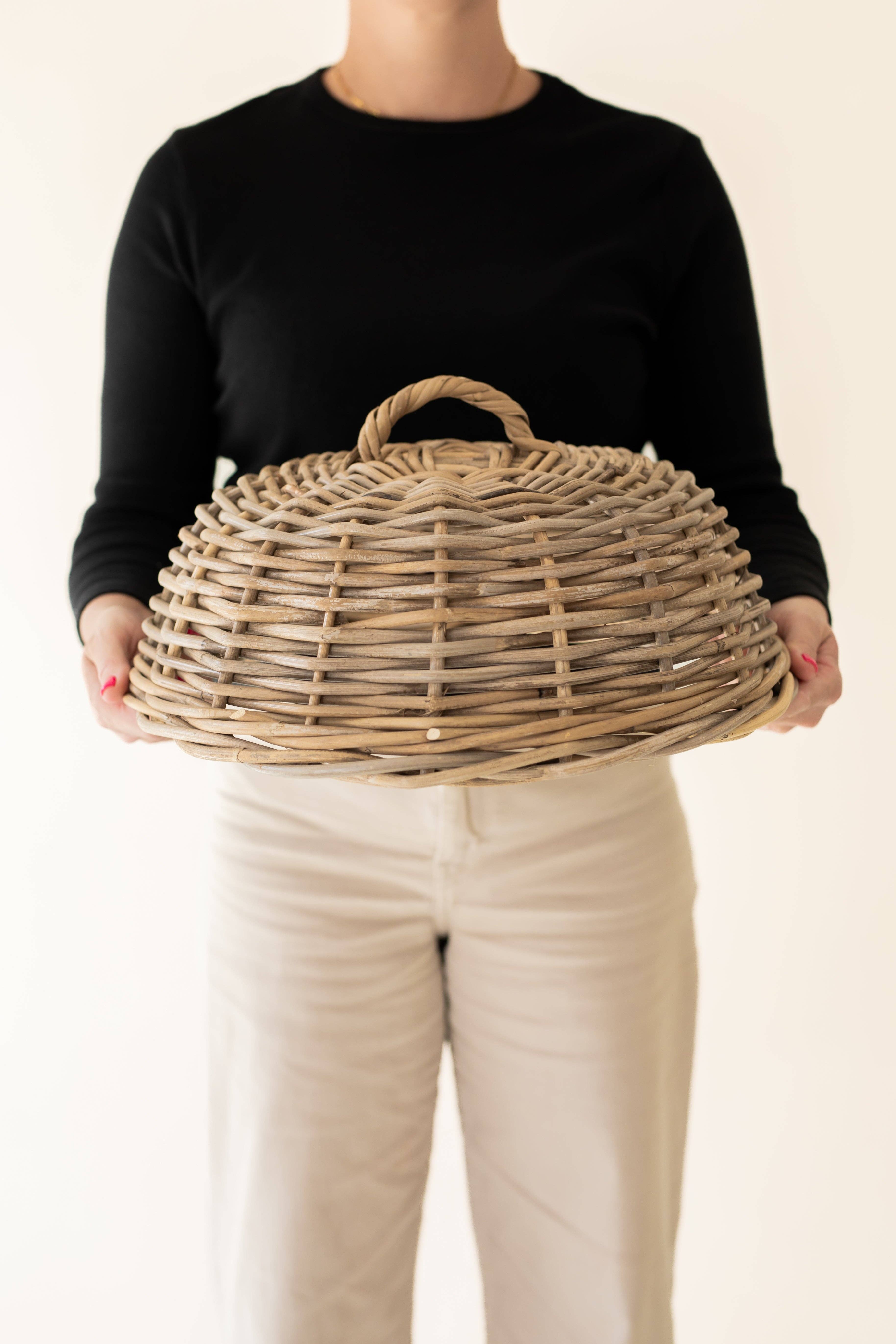 Basketly – wholesale Food storage container – Rattan Cloche Dome Food Cover3