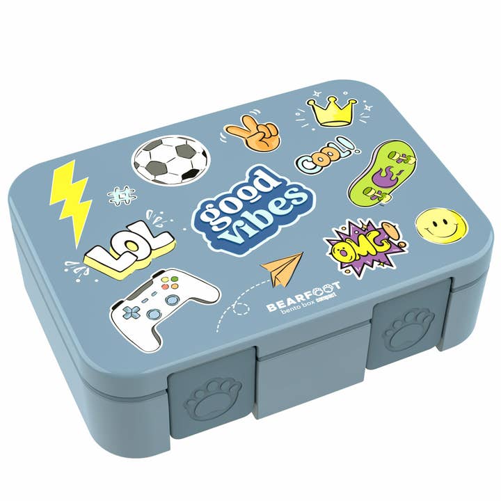 BEARFOOT - Wholesale Lunch Bag/Box - Kids - Lunchbox with compartments, lightweight & leak-proof - blue sticker