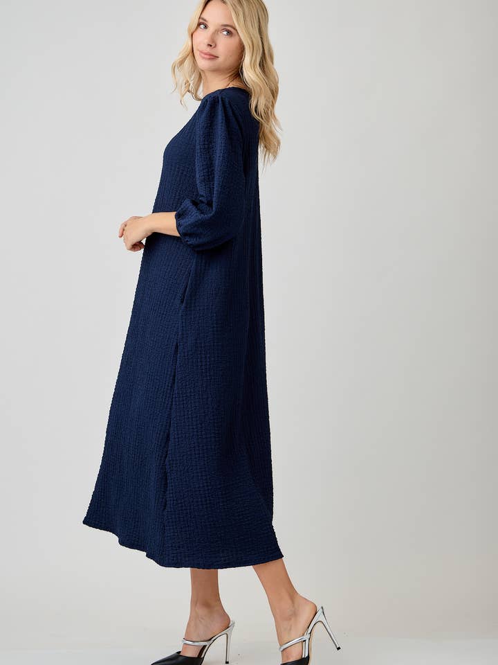 Celeste Clothing - Wholesale Dress - Women's - WOMEN'S MODEST SIDE BOW DRESS WITH PUFF SLEEVES AND POCKETS39