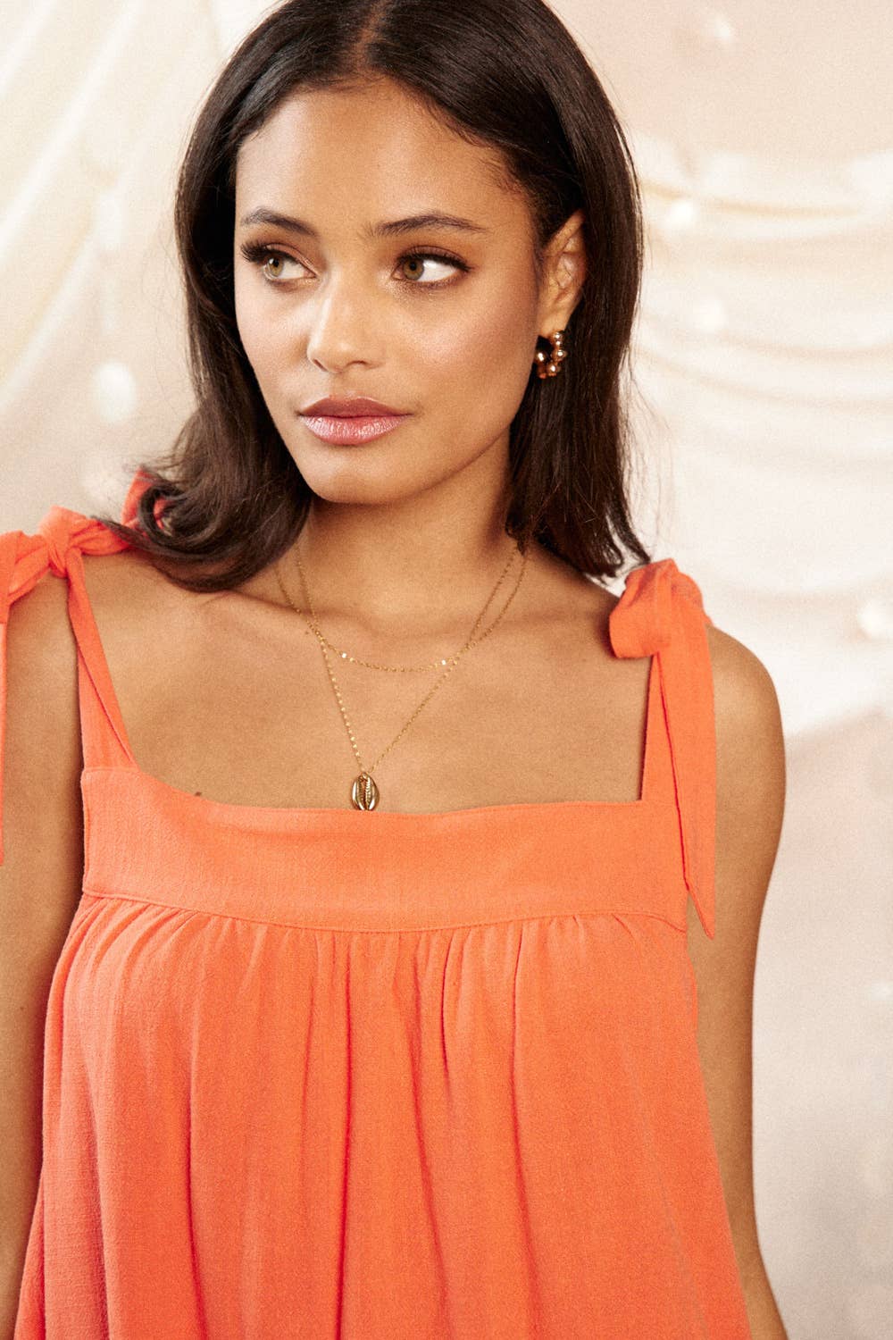 Endless Blu - Vendita all'ingrosso Vestito - Donna - MINI ABITO BABY DOLL IN LINO TINTA UNITA JD64614