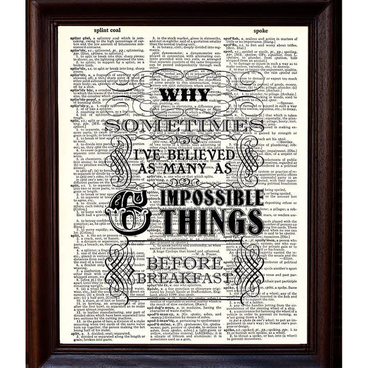 Fresh Prints of CT - Wholesale Art Print - Impossible Things Quote Dictionary Print1