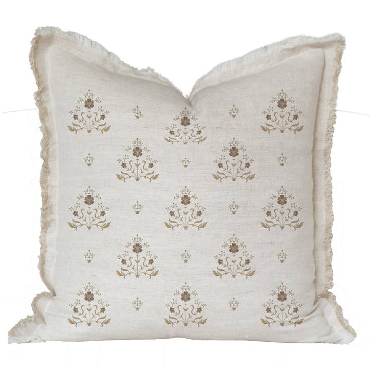 Porter Lane Home - Wholesale Throw Pillow Cover - Hand Block Floral Fringe Pillow Cover | Sutton2
