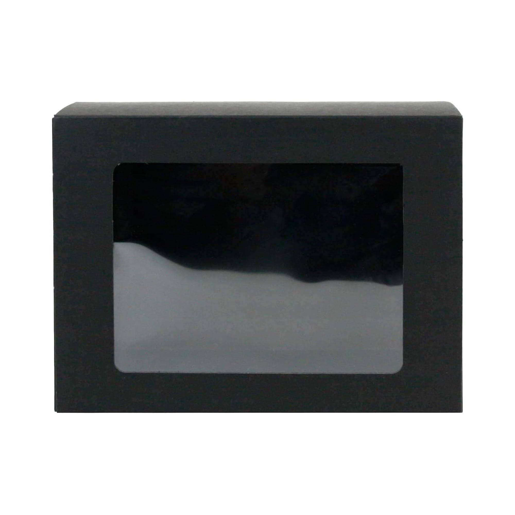 Emartbuy – wholesale Gift box – Pack Of 12 Black Kraft Slide-Out Gift Boxes Clear Window Lid1