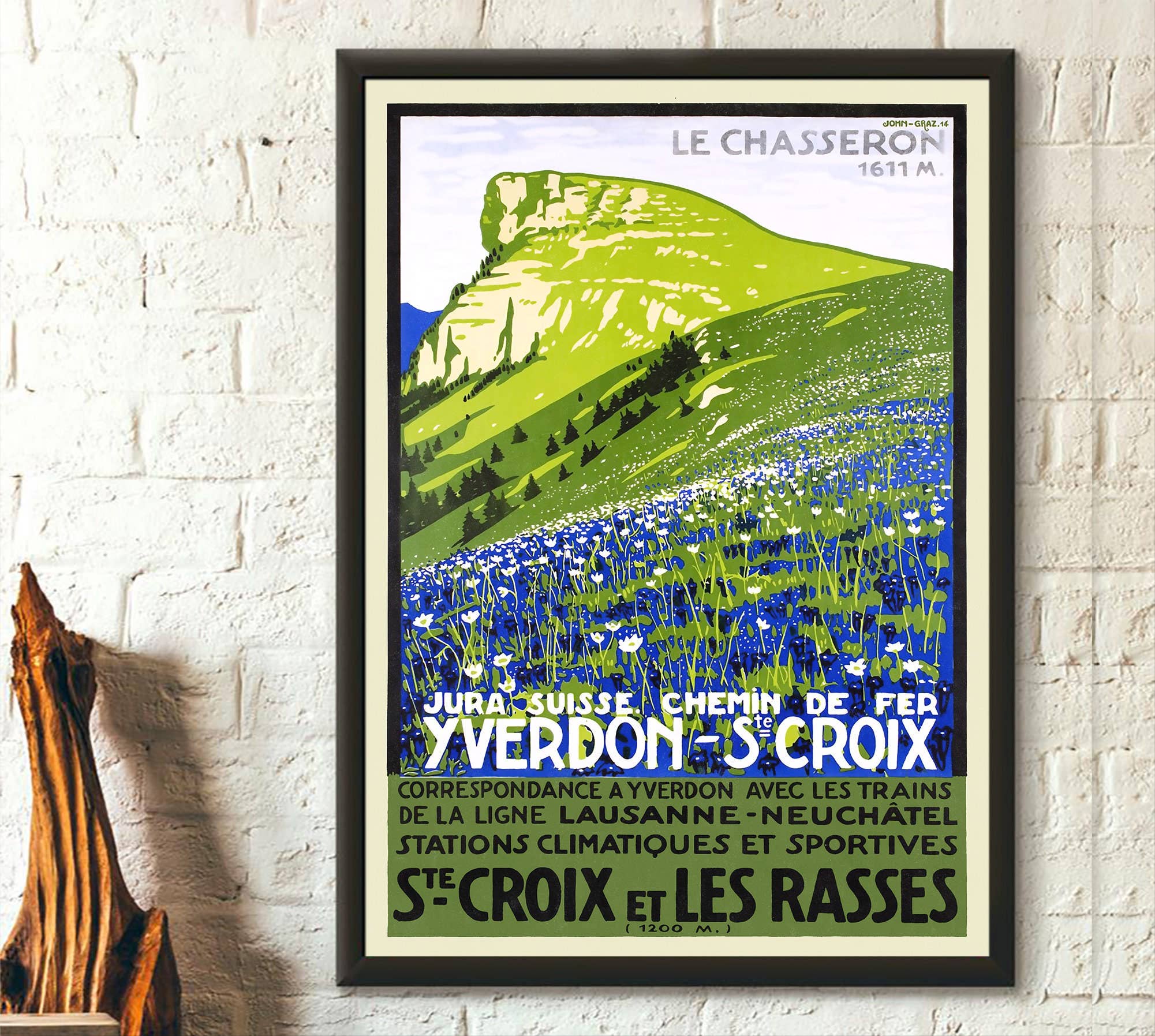 Vintage Wall Graphics - Wholesale Poster - Switzerland Tourism Poster - Yverdon Sainte Croix Jura Print0