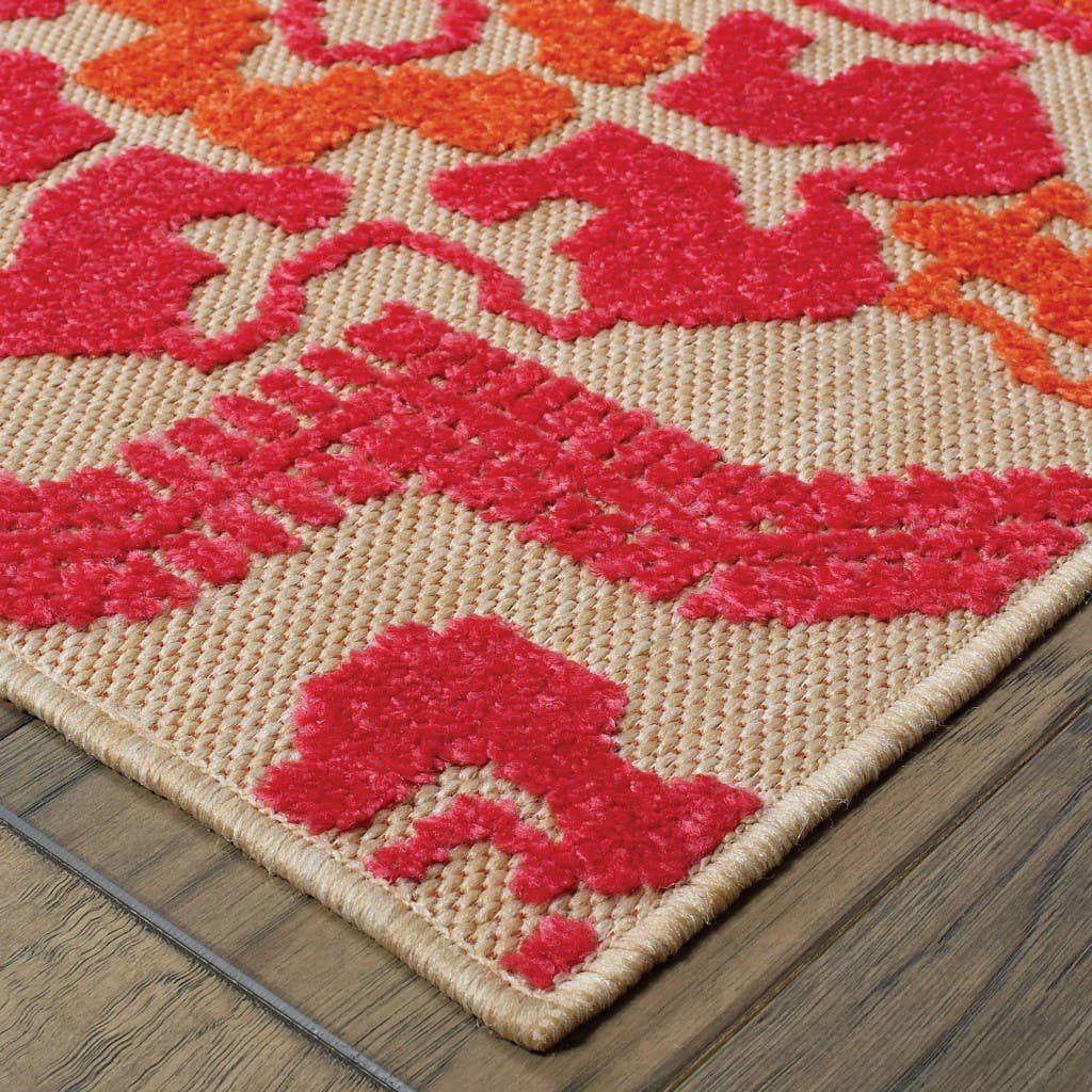 HomeRoots - Wholesale Area Rug - 5' x 8' Pink and Orange Medallion Indoor Outdoor Area Rug1