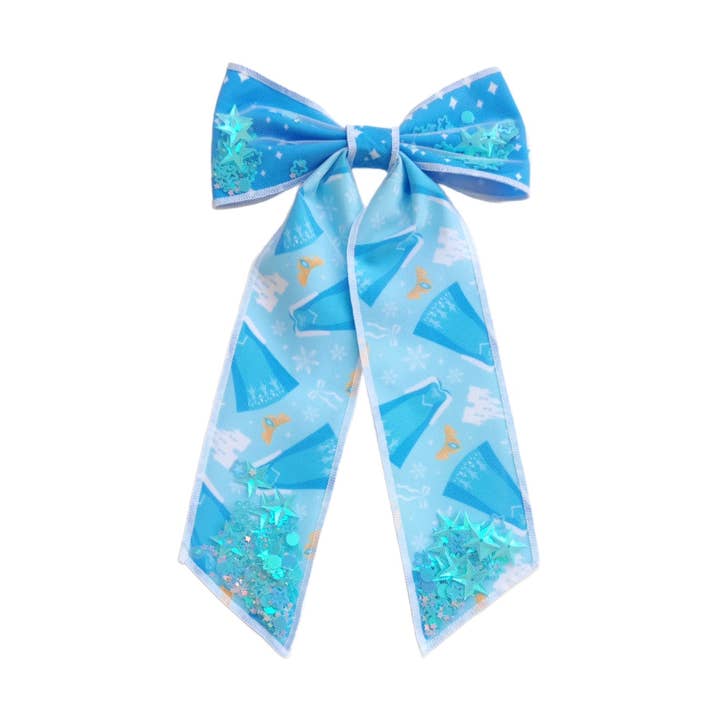 Isstormprinsessa Lång Svans Shaker Hårknuten Rosett med Klämma för wholesale av Pretty in Pink Bows