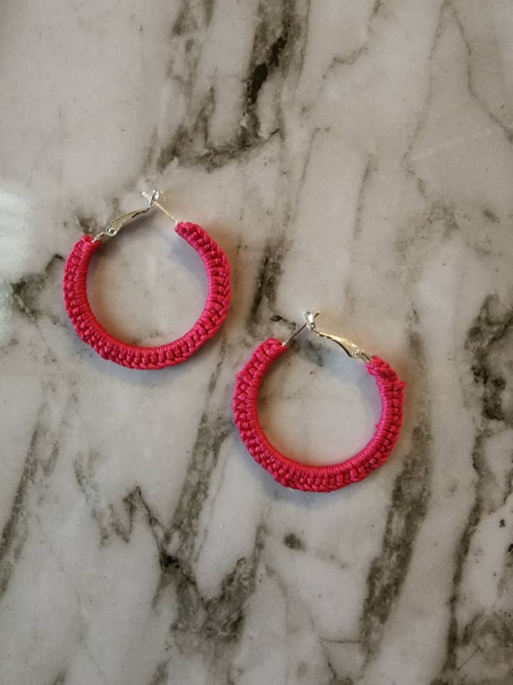Crochet Hoop Earrings, Boho Earrings, Women's Accessories, G for wholesale by Blessed Hearts Co