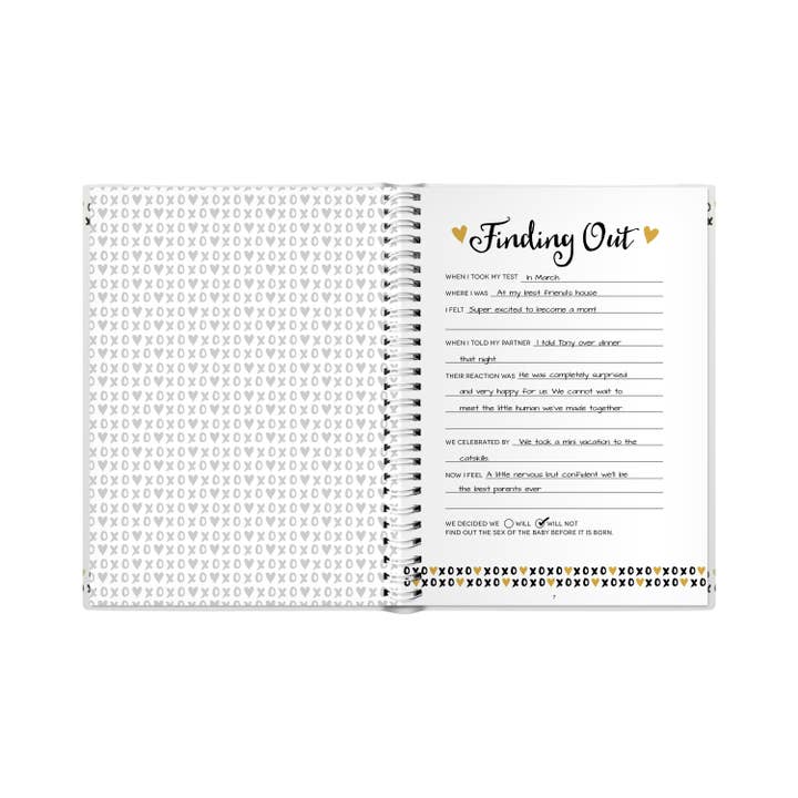 Pearhead - Wholesale Journal/Diary - Maternity - Pregnancy Journal, Black White & Gold