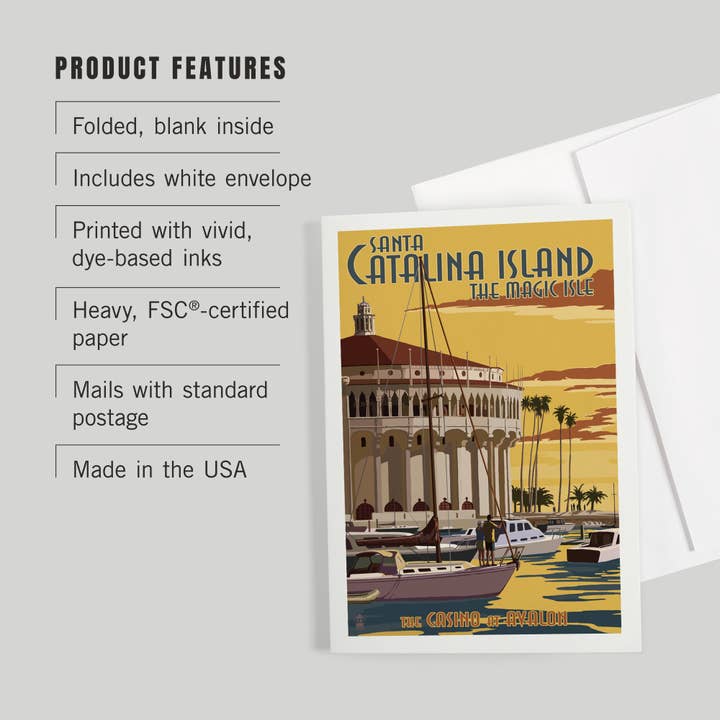 Lantern Press - Wholesale Everyday Greeting Card - GREETING CARD Catalina Island, California Casino Marina2
