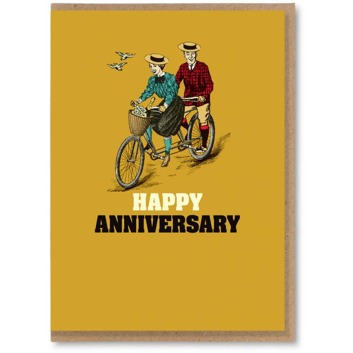 The Typecast Gallery – Engroshandel Jubilæumskort – L&G101 Funny tandem cykel 'glade jubilæum' kort