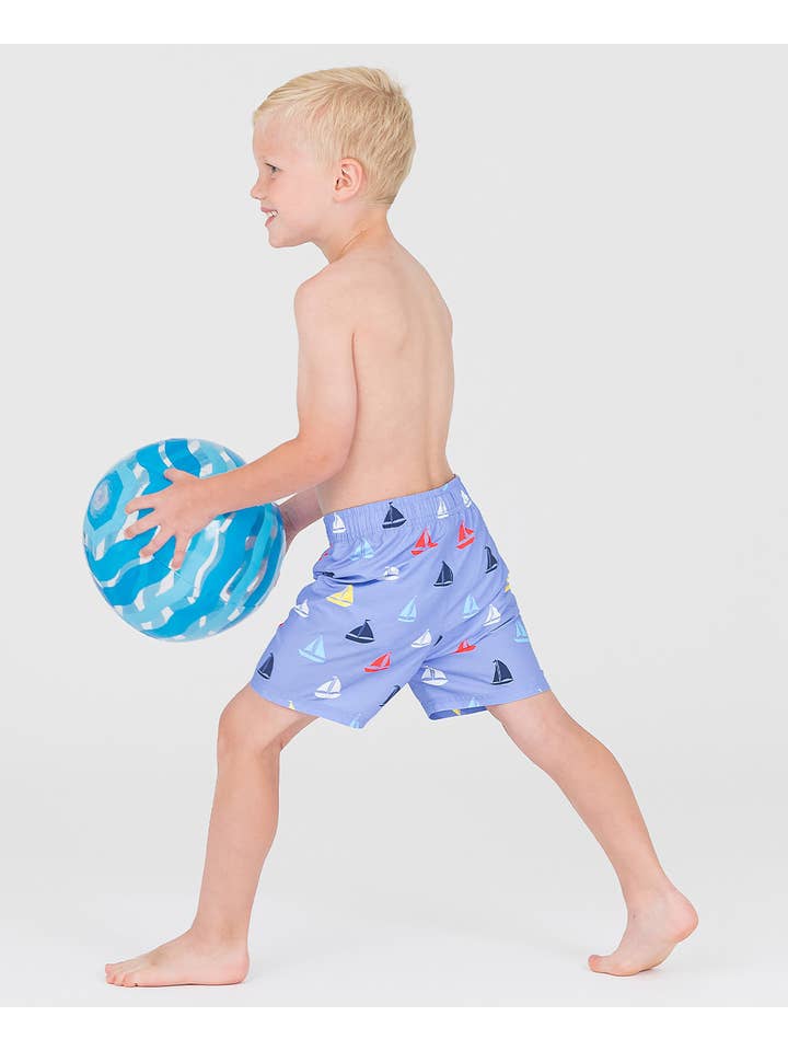 Blue Boys Down By The Bay Swim Trunks for wholesale on Faire