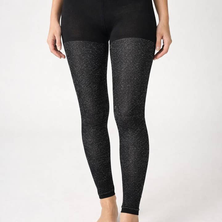 Schwarze Tutu-Strumpfhose mit 50 Denier und silbernem Lurex A905S für den Großhandel von NHP International