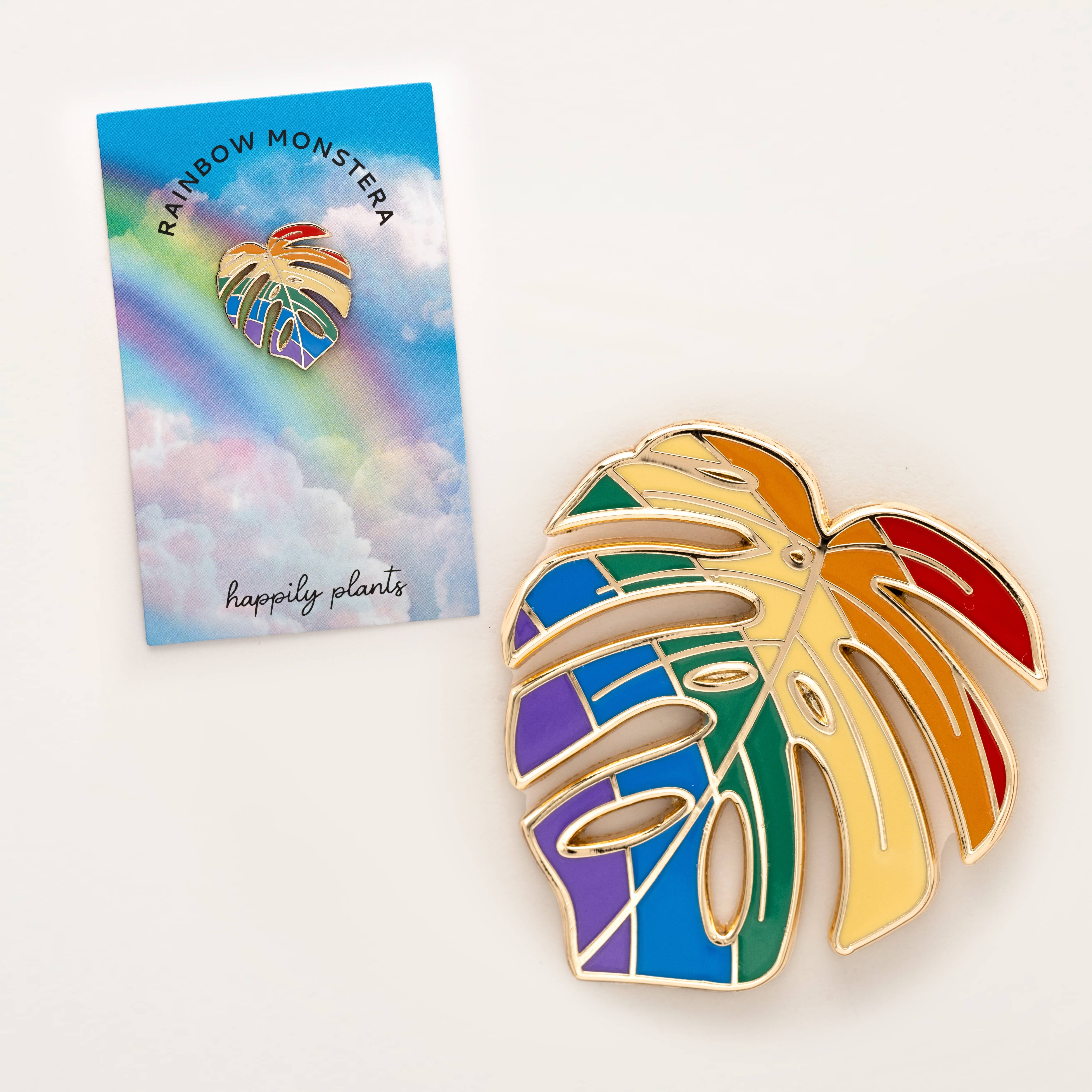 Happily Plants - Wholesale Lapel Pin/Button - Monstera Rainbow Pride Plant Lapel Pin, Pride Gifts2