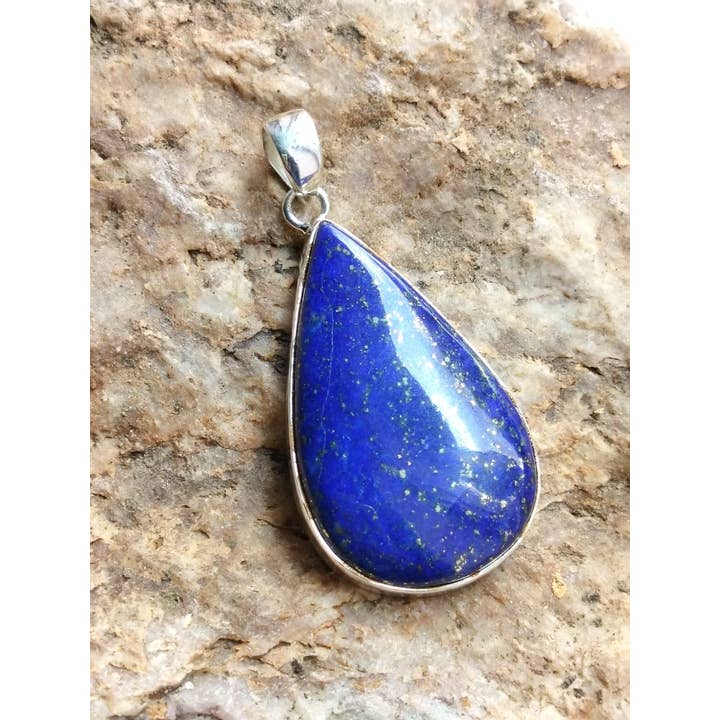 Natural Lapis Lazuli Stone 925 Silver Unisex Pendant for wholesale by SILVER CAVE