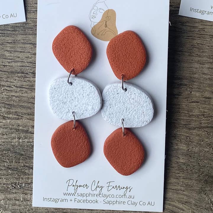 Sapphire Clay Co AU - Wholesale Dangle earrings - Organic Drop Pebble7
