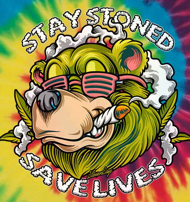 StonerDays Apparel - Wholesale Screen Printed T-Shirt - Unisex - Stay Stoned Save Lives Rainbow Tie Dye Tee1